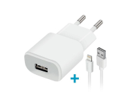 FOREVER 1xUSB 2A TC-01 + kabel Lightning biala - 1390277 - zdjęcie 1